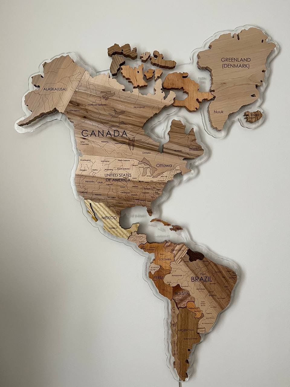 Дерев'яна Карта Світу "S" 180x105 см з масиву дерева (5 порід дерева) 16191908599263 фото