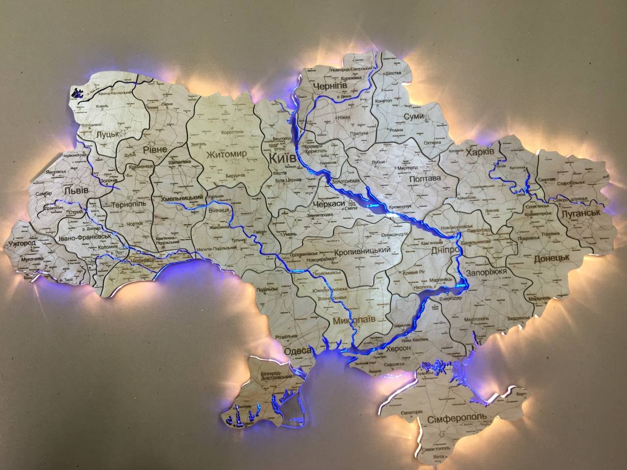 Wooden Map of Ukraine "M" 125 х 85 cm
