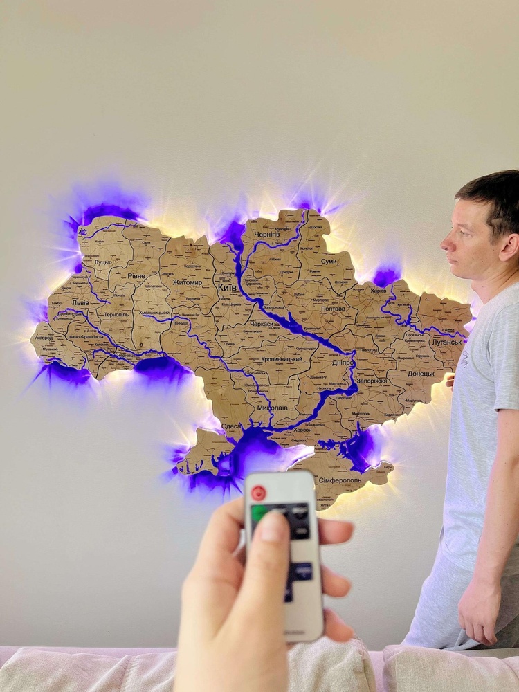 Дерев'яна Карта України "M" 125 x 85 см 16583247745332 фото
