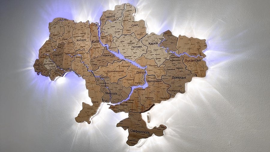 Wooden Map of Ukraine "M" 125 х 85 cm