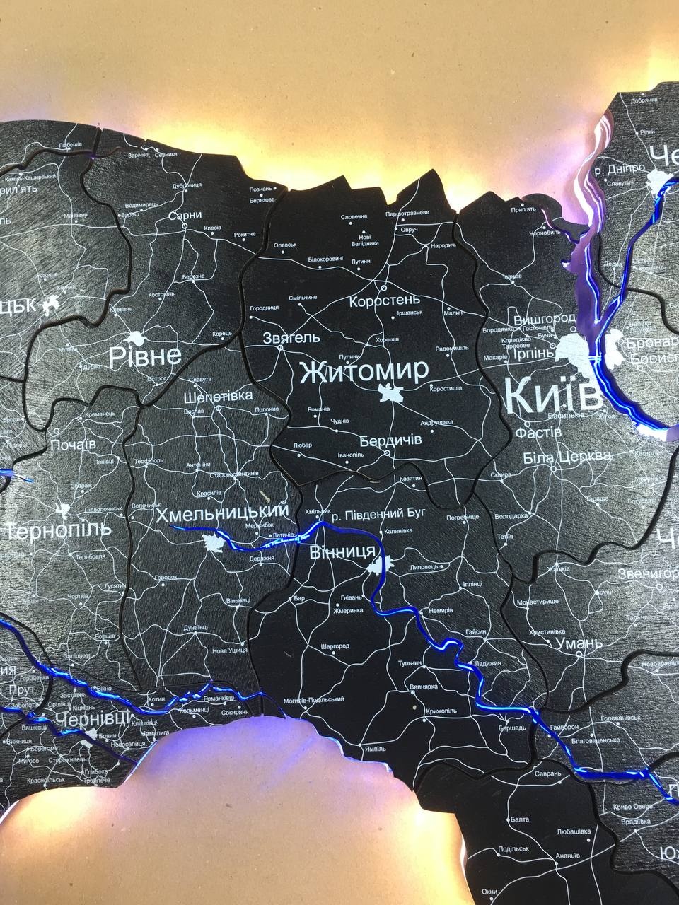 Дерев'яна Карта України Black, S 100х70 см 110023 фото
