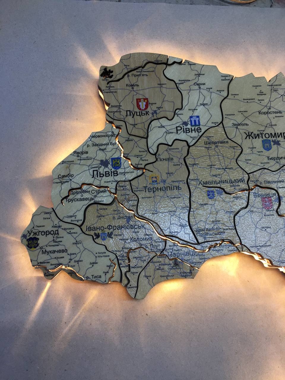 Дерев'яна Карта України "XS" 60 x 40 см 29096460 фото