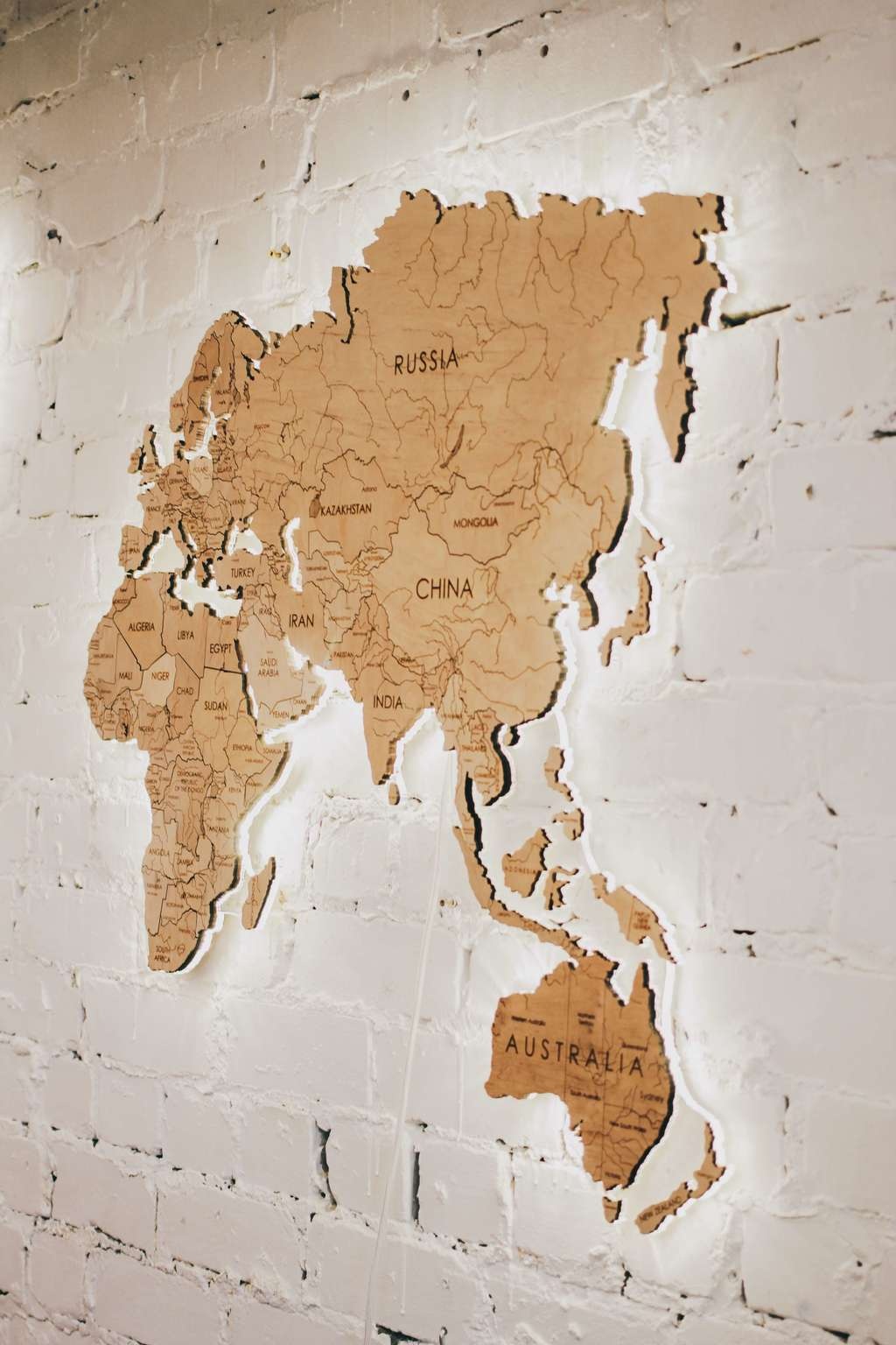 Wooden World Map "S" 170x100 cm